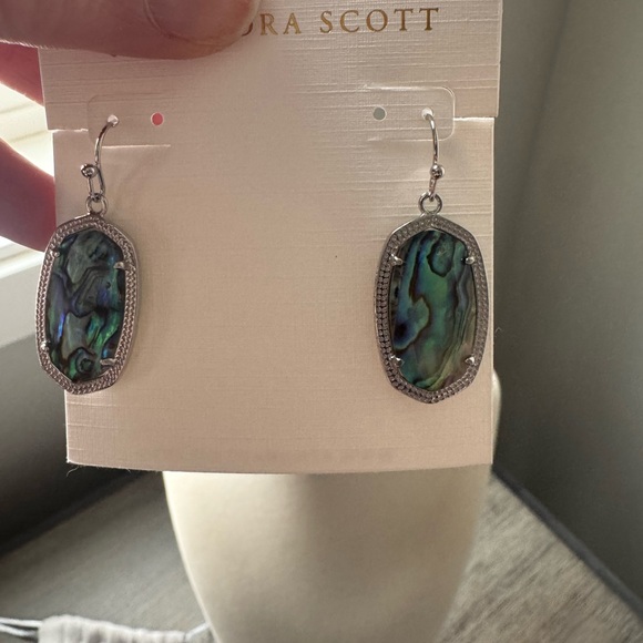 Kendra Scott Elle Abalone and Silver Earrings with Dust Bag - Picture 5 of 5